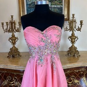 Women's Formal Strapless high low skirt beaded Evening Gown prom dress